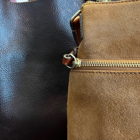 Dooney & Bourke Brown T Moro Suede Leather Crossbody Bag - Picture 9 of 9
